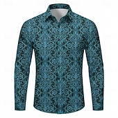 abordables Hauts-Rétro Vintage Années 1970 Chemise Chemise Aloha Manches longues Hippie Géométrique Déguisement Homme Mascarade Festival de Musique Soirée Tenue quotidienne Adulte Chemise