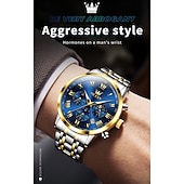 abordables Relojes de Cuarzo-Nuevo reloj de negocios para hombre de la marca Olevs con pantalla luminosa, función de cronómetro, calendario, indicador de 24 horas, reloj de cuarzo multifuncional, informal y moderno, resistente al
