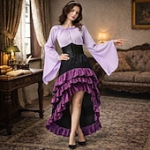 economico Outfit-Set Gotico Medievale Rinascimento Gonna Blusa / Camicia Corsetto Lunghe Pirata Linea ad A Scollo Tondo Costume Per donna Halloween Carnevale Fiera Rinascimentale LARP Festa a tema retrò Adulti