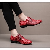 Χαμηλού Κόστους Derby παπούτσια-Ανδρικά παπούτσια με κορδόνια από συνθετικό δέρμα σε κόκκινο μοτίβο κροκόδειλου, μοντέρνα σχεδίαση για ειδικές περιστάσεις