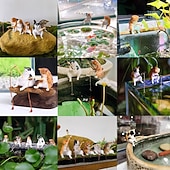 levne Sochy-10 ks mini rybářských kočičích figurek, roztomilých kreslených kočiček, rybářských společníků, mini koček, dekorací na stůl, doplňků do interiéru auta, dekorací na palubní desku, legrační kočka,