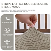  4 ks/1 sada potahů na sedadla do jídelny, elastické žakárové pruhy, kostkovaný design, dvojitý elastický potah na stoličku s přezkou a jazykem, protiskluzový potah na polštář na židli, sada pro