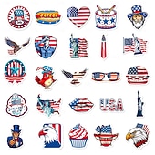  250 יחידות מדבקות 4 ביולי (5 סטים של 50) מדבקות ויניל עמידות למים עם דגל ארה"ב, פטריוטיות, למחשב נייד, אלבום תמונות, קישוטי מסיבה ליום העצמאות, ילדים ומבוגרים