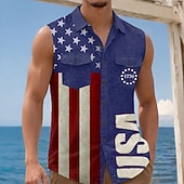 economico Magliette Patriottiche 250-Per uomo 4 luglio, 250° anniversario degli Stati Uniti Bandiera degli Stati Uniti Patriottico Camicia Camicia con Bottoni Maglietta senza maniche Senza Maniche Moda Casual Ferie Estate Primavera