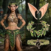 voordelige Accessoires en meer-Middeleeuws Renaissance Fancy kostuum Accessoires Elf Fee Kostuum Dames Halloween Carnaval Prestatie LARP Ren Faire Volwassenen Helm Riem Oorbellen