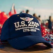 abordables 250 Aniversario de los EE. UU.-Gorra de béisbol del 250.º aniversario, con bordado patriótico de EE. UU., gorra roja ajustable con cierre a presión, conmemorativa del Día de la Independencia de 1776 a 2026, para hombres y mujeres,