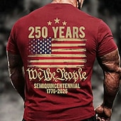  4th of July 2026 250th Memorial Day Men's 3D Print US Flag Crew Neck Short Sleeve T-Shirt Daily Street