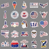 voordelige VS 250e-200 stuks 4 juli stickers, 4 verpakkingen van 50 patriottische waterdichte vinylstickers voor waterflessen en laptops, stickers met de Amerikaanse vlag voor Onafhankelijkheidsdag voor kinderen,