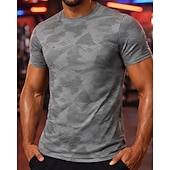 Недорогие Футболки и майки для бега-Муж. камуфляж Футболка для бега Компрессионная футболка Спортивная рубашка Спортивный топ Лето С короткими рукавами Быстровысыхающий Влагоотводящие Дышащий Тренировка в тренажерном зале Прогулки Бег