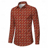 abordables Hauts-Rétro Vintage Années 1970 Chemise Chemise Aloha Manches longues Hippie Géométrique Déguisement Homme Mascarade Festival de Musique Soirée Tenue quotidienne Adulte Chemise