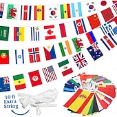 billige Verdensmesterskap i fotball 2026-Sett med 100 land flaggbanner - 24,5 meter 2026 fotball sommer global kamp internasjonale verdensflagg flaggstrøk slitesterke mini polyesterflagg for festdekorasjoner, klasserom, sportsarrangementer
