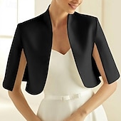 abordables Boléros de Mariage-Boléro de mariage élégant manches fendue en satin wraps pour mariage de couleur unie impressionnez pour le printemps  automne