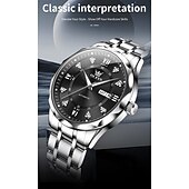 levne Mechanické hodinky-Nové pánské business hodinky značky Olevs s luminiscenčním displejem, kalendářem a týdenním ukazatelem, plně automatickým mechanickým strojkem, tvarem kosočtverce osazeným diamanty, voděodolné, vhodné