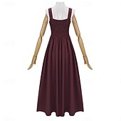 cheap Dresses-Vintage Medieval Renaissance Long Length Dress Fairy Lace up A-Line Fancy Dress Women's Fantasy Halloween Carnival Masquerade Renaissance Fair LARP Retro Theme Party Adults Dress