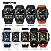 cheap Digital Watches-SANDA Men Digital Watch Creative Large Dial Outdoor Sports Luminous Stopwatch Alarm Clock Countdown Silicone Gel Silicone Watch