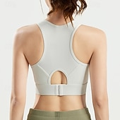 baratos Sutiã Esportivo-Mulheres Sustentação Média Regata com Bojo Sutiã de corrida Delgado Good Top Acolchoado Academia Exercício Corrida Leve Elástico Respirável Preto Branco Azul Retalhos