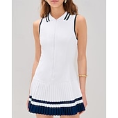 Χαμηλού Κόστους Φόρεμα Γυναικών-Γυναικεία Κουρελού Φόρεμα τένις με ενσωματωμένο σορτς και σουτιέν Αθλητικό φόρεμα Αμάνικο Κουμπώσου Τσέπη Ελαστικό Σκούπισμα ιδρώτα Αναπνέει Τέννις Τρέξιμο Καταλληλότητα Περιλαίμιο Polo Φορέματα