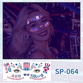  15 Pcs Independence Day Fluorescent Facial Tattoo Patch, American Party Festival Event Waterproof Sweat Disposable Makeup Face Patch