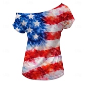  250° anniversario USA Retrò Vintage Anni '80 T-shirt Monospalla Maniche corte Bandiera USA Costume Per donna 4 Luglio Giorno dell'Indipendenza Adulti Maglietta