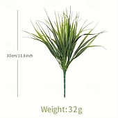 זול צמחים מלאכותיים וצמחייה-12 יחידות חבילות דשא אביב מלאכותי, צמחי ירק מלאכותיים עם 7 מזלגות, גבעולי דשא מלאכותיים לקיר צמחים, גינה, בית &amp;קישוט האירוע