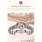 cheap Mechanical Watches-New Olevs Brand Ladies' Business Watch With Luminous Display, Calendar And Week Indication, Fully Automatic Mechanical Movement, Diamond-Set Rhombus Shape, Water-Resistant, Suitable For Casual And Spo
