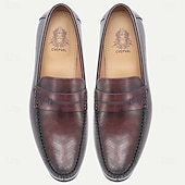 Недорогие Кожаные лоферы премиум-класса-Мужские кожаные лоферы без шнурков премиум-класса, стильный перфорированный дизайн, идеально подходят для повседневной носки и вечерних выходов на курорте.