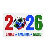 abordables graciosas telas decorativas-Bandera de la Copa Mundial 2026 para fanáticos, pancarta de México, Estados Unidos y Canadá, decoración para fiestas, telón de fondo