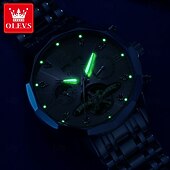 Χαμηλού Κόστους Μηχανικά Ρολόγια-Ανδρικό ρολόι Olevs 6621, αυτόματο μηχανικό επαγγελματικό ρολόι, αδιάβροχο, φωτεινό, αέναο ημερολόγιο, φάση σελήνης, ρολόγια από ανοξείδωτο ατσάλι