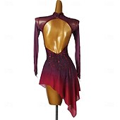 economico Abiti da Pattinaggio Artistico-Abito da pattinaggio artistico Ragazze Pattinaggio sul ghiaccio Vestito Rosso Patchwork Schiena aperta Alta elasticità Allenamento Competizione Vestiti da pattinaggio sul ghiaccio Classico Cristallo