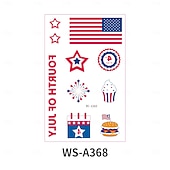  10/20 feuilles d'autocollants de tatouage pour la fête de l'indépendance américaine en stock. Vente en gros d'autocollants de tatouage décoratifs pour le maquillage du visage et la célébration du