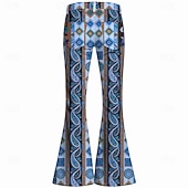 cheap Bottoms-Retro Vintage Boho 1970s Pants Bell Bottom Pants Hippie Disco High Waist Paisley Fancy Dress Men's Halloween Carnival Music Festival Retro Theme Party Adults' Pants