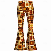 ieftine Pantalonii-Retro / vintage Boho Anii 1970 Pantaloni Pantaloni cu fund clopot Hippie Disc Talie Înaltă Geometric Costume de fancy Bărbați Halloween Carnaval festival de muzică Petrecere cu tematică retro Adulți