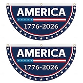 billige 250. jubileum-2 stk. amerikansk 250-årsjubileumsflagg, halvrundt til dekorasjoner, 250-årsjubileumsbanner, patriotisk flagg til uavhengighetsdagen og nasjonale feiringer