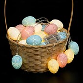 Χαμηλού Κόστους Τροφοδότηση με Μπαταρίες-Φωτάκια παραμυθιού με κορδόνι σε σχήμα πασχαλινού αυγού 2m 10leds με μπαταρία για βιτρίνα σπιτιού, υπνοδωμάτιο, μπαλκόνι, διακόσμηση κήπου