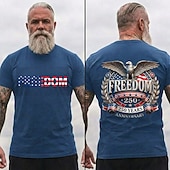  4 de julio de 2026 250º Día de los Caídos Camiseta de manga corta de cuello redondo masculino con impresión 3D de la bandera de EE. UU. Diario calle