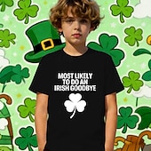 cheap St. Patrick's Tops-St. Patrick St. Paddy's Day Boys' 3D Graphic Four Leaf Clover Funny Slang 67 T shirt Tee Short Sleeve 3D Print Summer Spring Sports Fashion Streetwear Kids 4-12 Years Crew Neck Casual Daily Outdoor