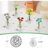 economico Vasi e cestini-Confezione da 5 graziosi mini vasi magnetici per frigorifero, piccoli vasi di vetro con fiori, decorazioni magnetiche per frigorifero per cucina, ufficio, armadietto