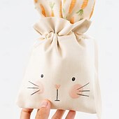 cheap Easter-6pcs Bunny Drawstring Bags, 5.91x7.09inch, Cute Carrot Rabbit Easter Gift Pouches for Party Favors, Candy, Jewelry, Surprise Packaging, Goodie Bags for Wedding, Tailgating, Spring &amp; Summer Events
