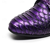 economico Scarpe Derby-scarpe eleganti da uomo in similpelle con stampa serpente arancione brillante, sneakers alla moda con punta affilata e lacci per locali notturni, feste e audaci dichiarazioni di moda