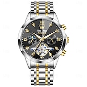 Χαμηλού Κόστους Μηχανικά Ρολόγια-Ανδρικό ρολόι Olevs 6621, αυτόματο μηχανικό επαγγελματικό ρολόι, αδιάβροχο, φωτεινό, αέναο ημερολόγιο, φάση σελήνης, ρολόγια από ανοξείδωτο ατσάλι