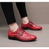 Χαμηλού Κόστους Derby παπούτσια-Ανδρικά παπούτσια με κορδόνια από συνθετικό δέρμα σε κόκκινο μοτίβο κροκόδειλου, μοντέρνα σχεδίαση για ειδικές περιστάσεις