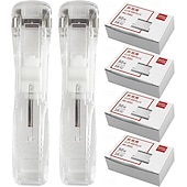 billige Lagring og oppbevaring-Bærbar permklipsstiftemaskin, påfyllbart stiftemaskinsett for kontoret med 2 bærbare papirklippere og permer og 200 stk. påfyllingsklips for filinnbinding og dokumentinnbinding