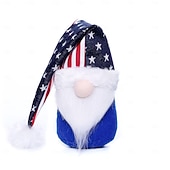  Confezione da 2 bambole nane senza volto con pentagramma a strisce per il giorno dell'indipendenza, decorazione per bambola Rudolf