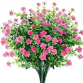 זול פרח מלאכותי-6 חבילות פרחים מלאכותיים פרחים מזויפים חיצוניים לקישוט עמיד בפני UV ללא דהייה צמחי פלסטיק מלאכותיים גינה למרפסת חלון עיצוב ארגזי חלון