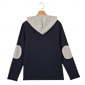 preiswerte T-Shirt mit Waffelstrick-Herren Waffel T-Shirt T Shirt Waffel-Henley-Hemd Herrenhemden mit Ellbogenflicken Langarm Mit Kapuze Zur Seite fahren Halber Reißverschluss Herbst Herbst Winter Einfarbig Farbblock Sportlich