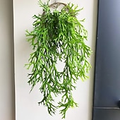 levne Umělé rostliny a zeleň-Sada 4 umělých závěsných rostlin z kapradiny staghorn, umělá kapradina, zeleň tropické džungle, listy révy vinné, na dekoraci na zeď, na svatbu, do zahrady, do domu, na venkovní dekoraci