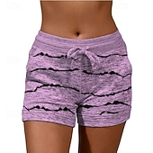 preiswerte Sportliche Shorts-Damen Jogginghose Chinos Shorts Urlaub Mode Streetwear Kurz Hohe Taille Gestreift Elastischer Bund Drucken Bequem Komfort Weich Dehnbar Outdoor Urlaub Straße Blau Hellgrau Königliches Blau Purpur