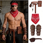 abordables Accessoires et plus-Médiéval Renaissance Costume élégant Accessoires Pirate Viking Déguisement Homme Viking Pirate Halloween Carnaval Performance LARP Foire de la Renaissance Adulte Bracelet Ceinture Eye Patch