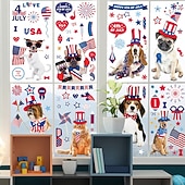  9 ark nye søte hundeflagg-glassklistremerker til uavhengighetsdagen i USA, feirer festivalen med elektrostatiske klistremerker