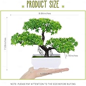 preiswerte Künstliche Pflanzen &amp; Grünpflanzen-Mini-Bonsai-Bäume aus Kunststoff in Zementtöpfen, dreistämmige künstliche Kiefern-Bonsai, künstliche Topfpflanzen für die Dekoration von Wohnzimmer, Schreibtisch oder Homeoffice